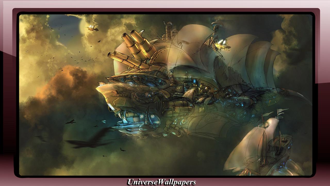 Navi volanti steampunk nel cielo, 1280x720 720p, Laptop