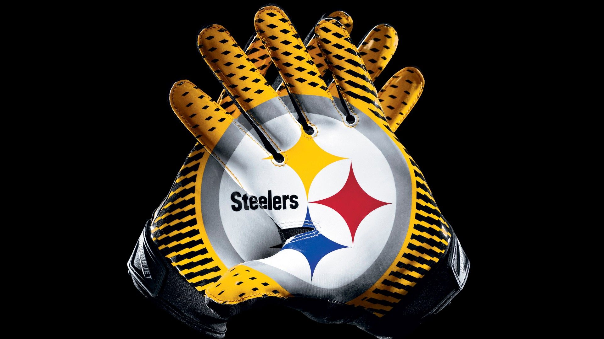 Guanti Steelers logo giallo nero, Pittsburgh Steelers, 1920x1080 Full HD 1080p, PC
