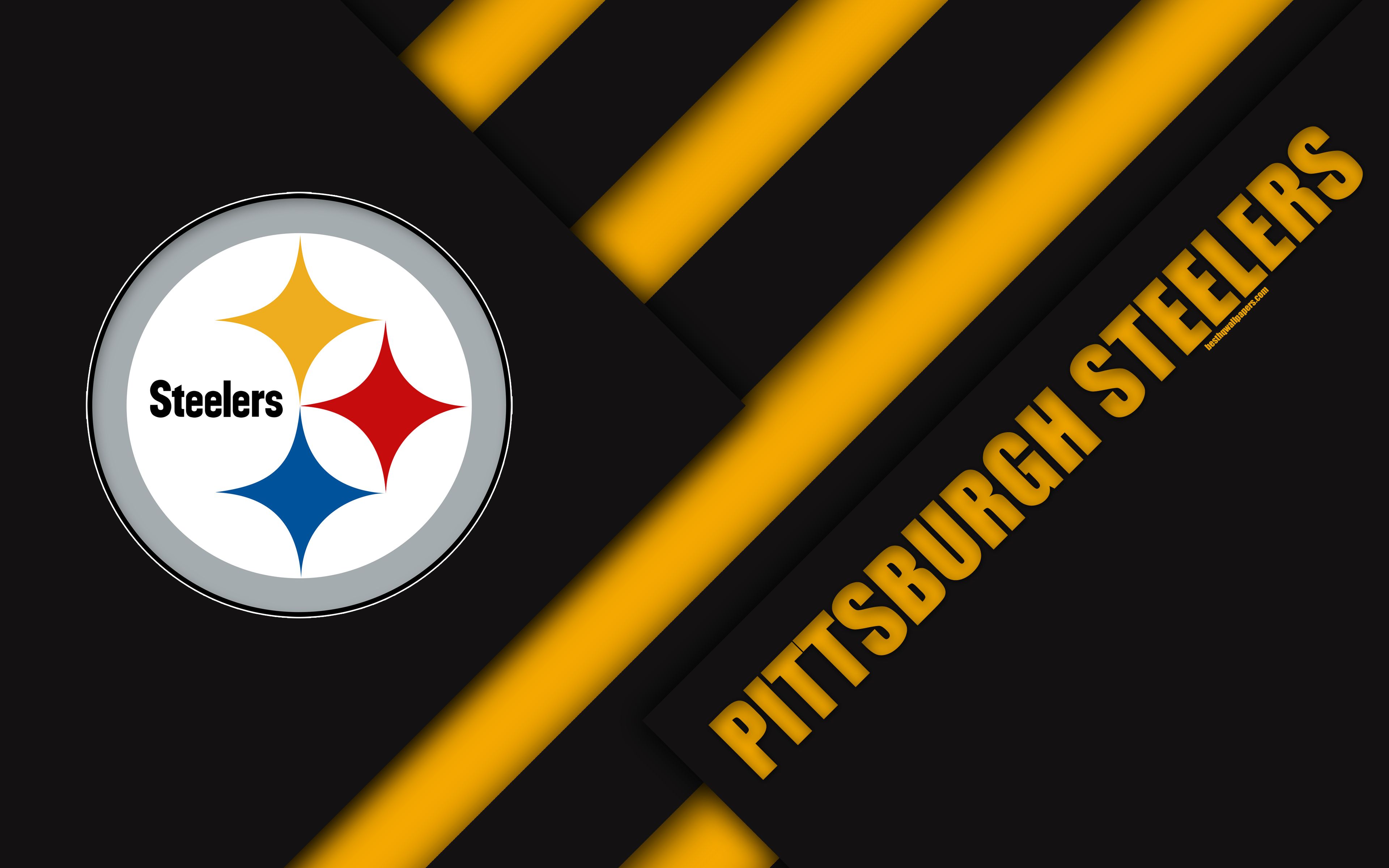 Logo Pittsburgh Steelers astratto, football americano, 3840x2400 4K Ultra HD, Monitor 4K