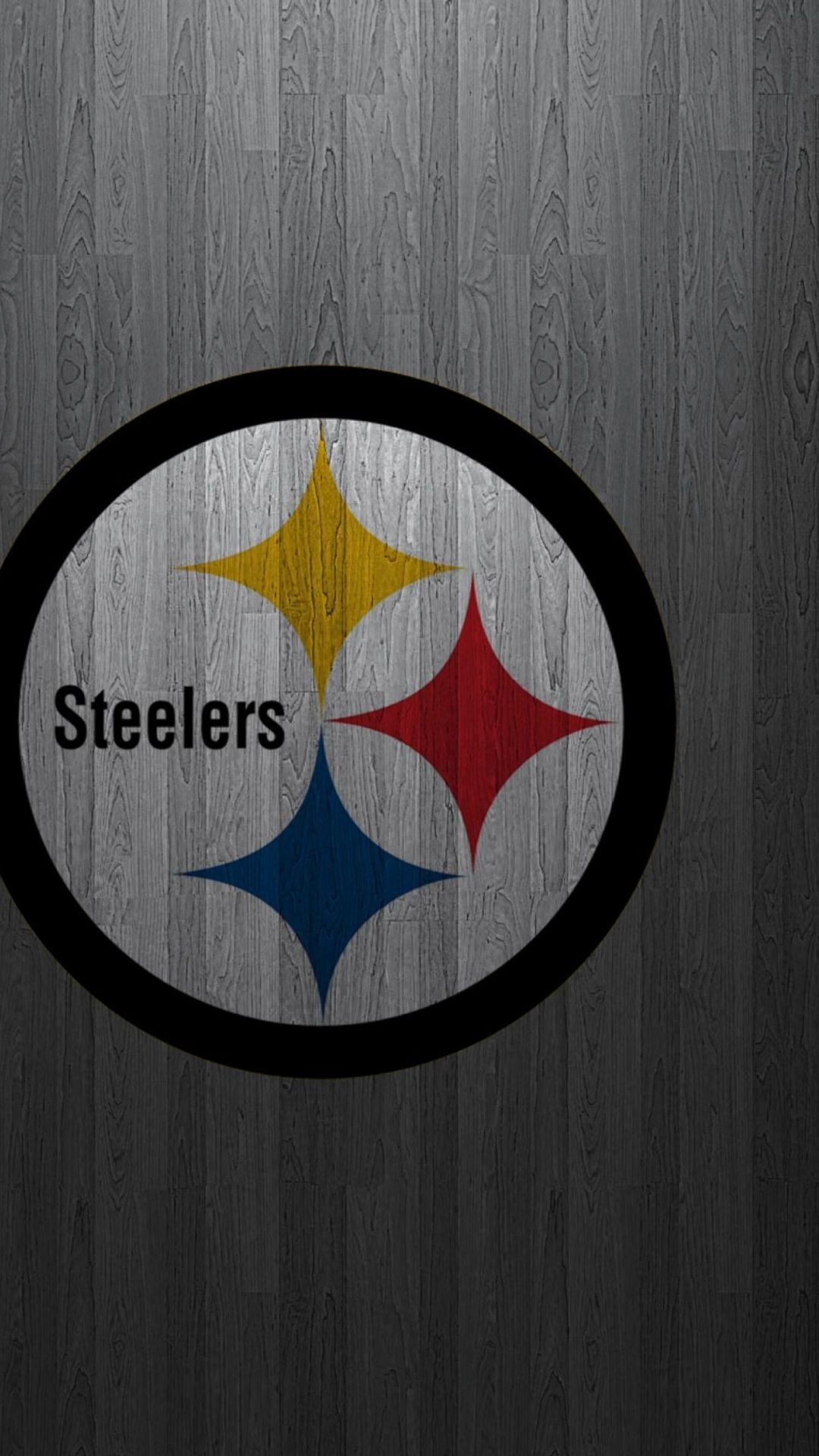 Logo Pittsburgh Steelers legno grigio, football americano, 1080x1920 Verticale, Mobile