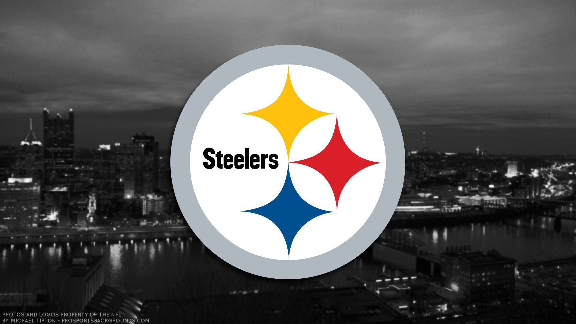 Logo Steelers su città notturna, 1920x1080 1080p, PC