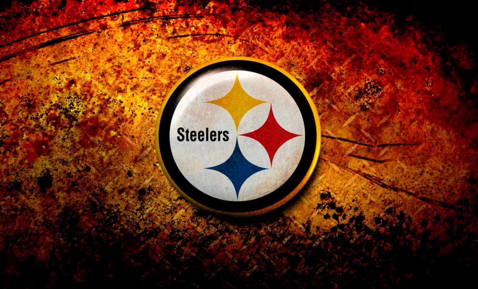 Logo Steelers su texture arancione, 1579x955 720p, PC