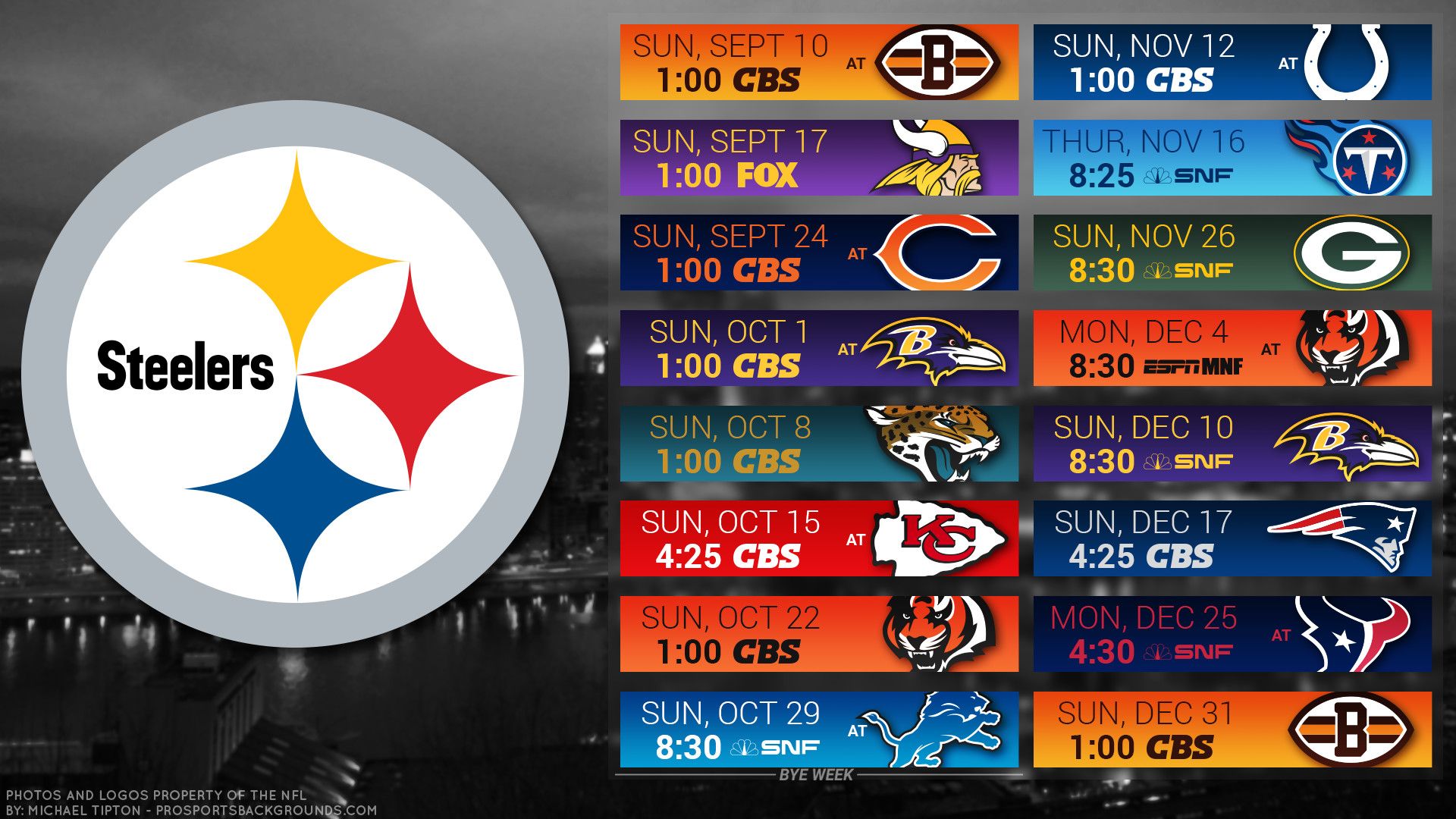 Calendario partite Steelers NFL, 1920x1080 1080p, PC Desktop