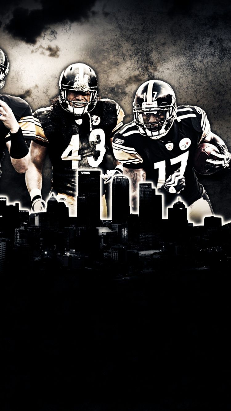 Giocatori Pittsburgh Steelers skyline notturno, 750x1334 Verticale, Telefono