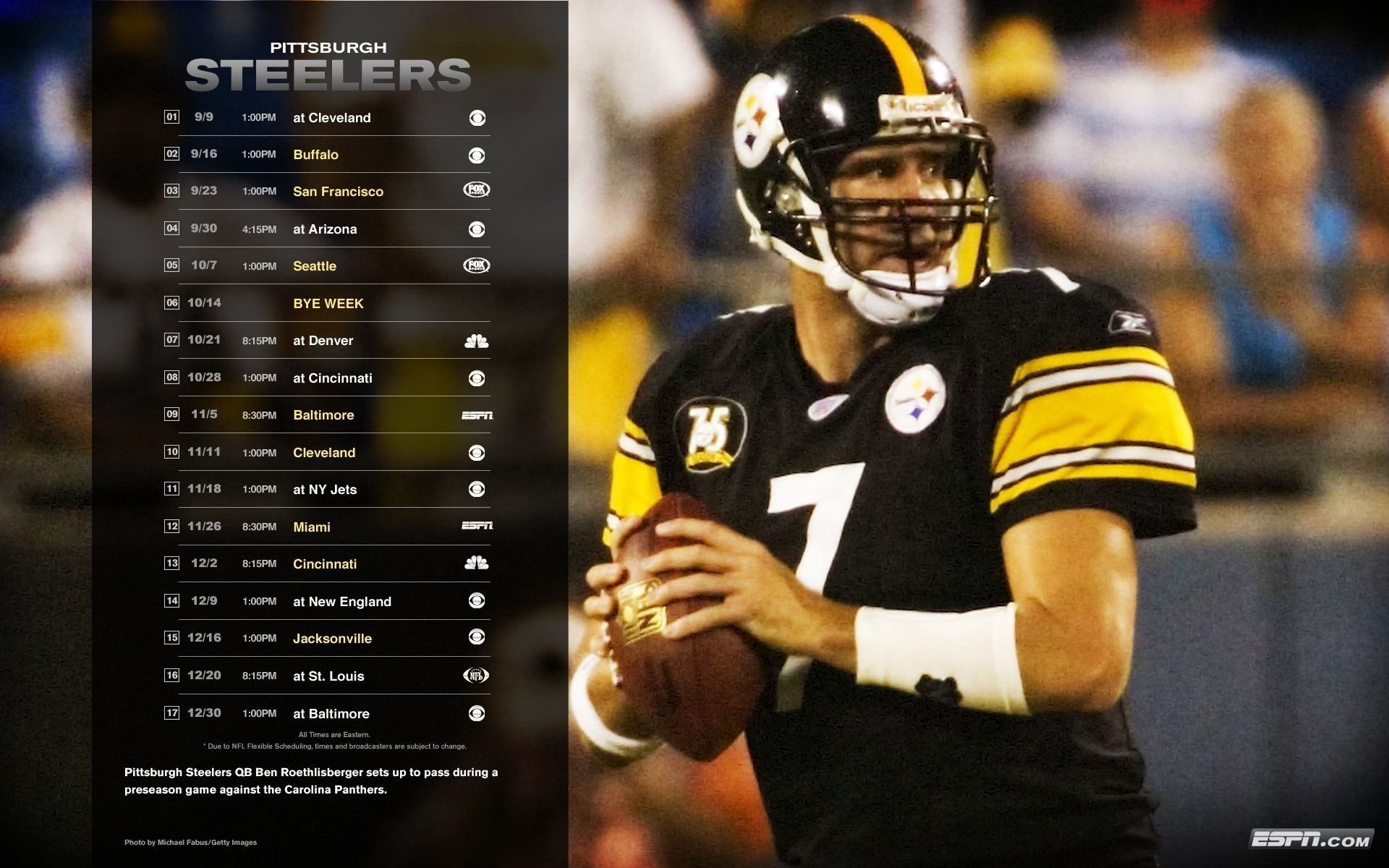 Quarterback Steelers calendario partite, 1920x1200 WUXGA, PC