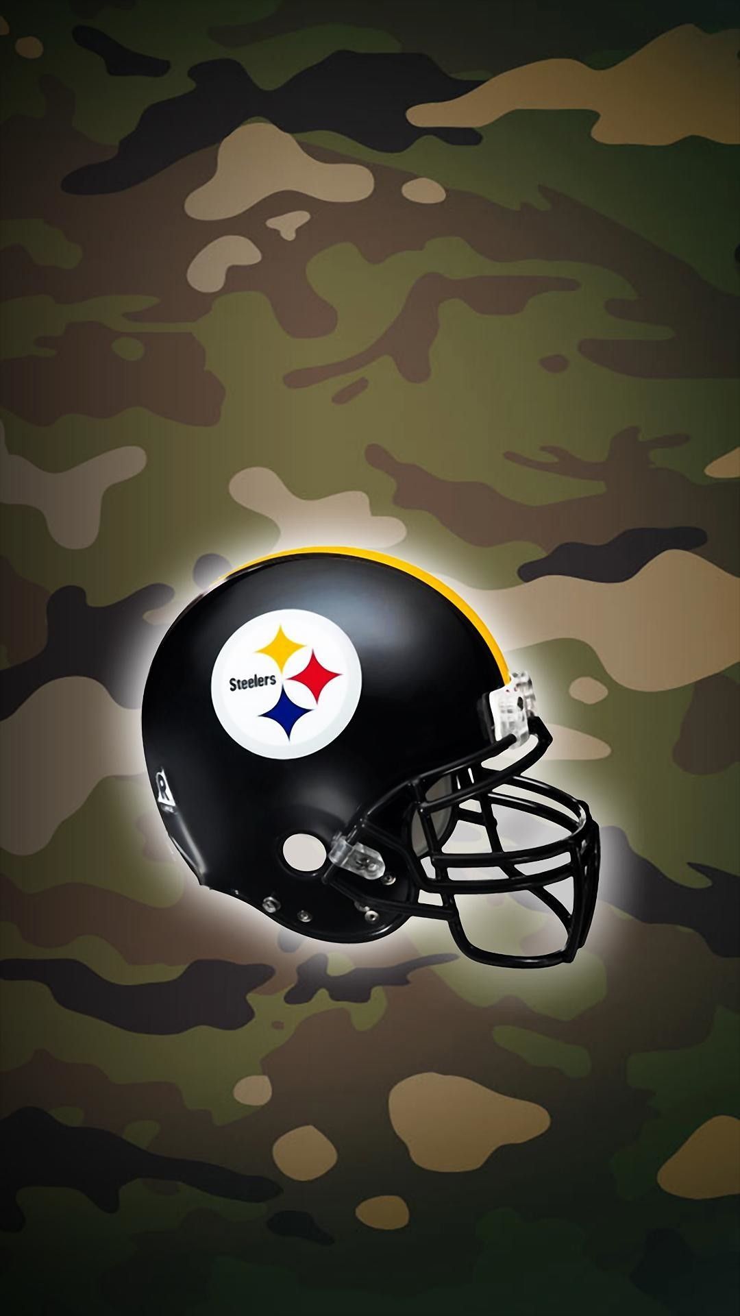 Casco Steelers su mimetico, Pittsburgh Steelers, 1080x1920 Verticale, iPhone Plus