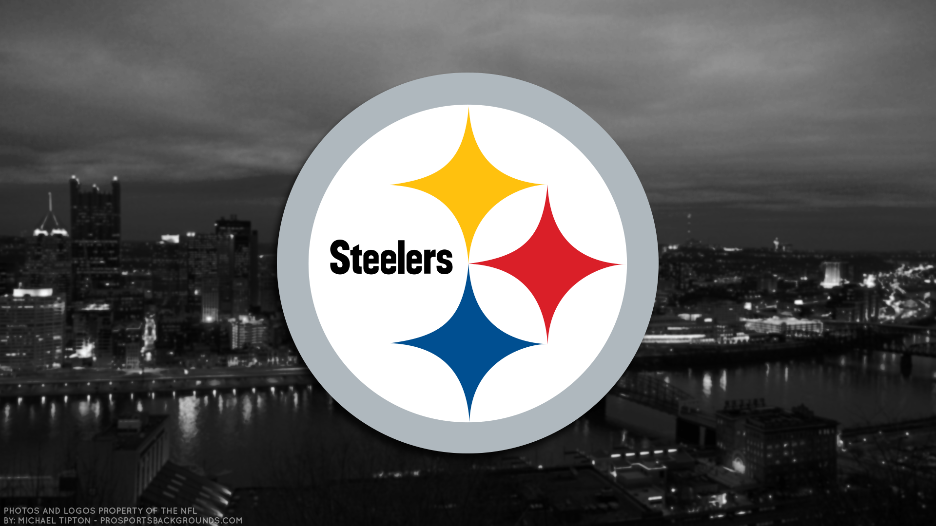 Logo Pittsburgh Steelers su città, 1920x1080 Full HD 1080p, PC