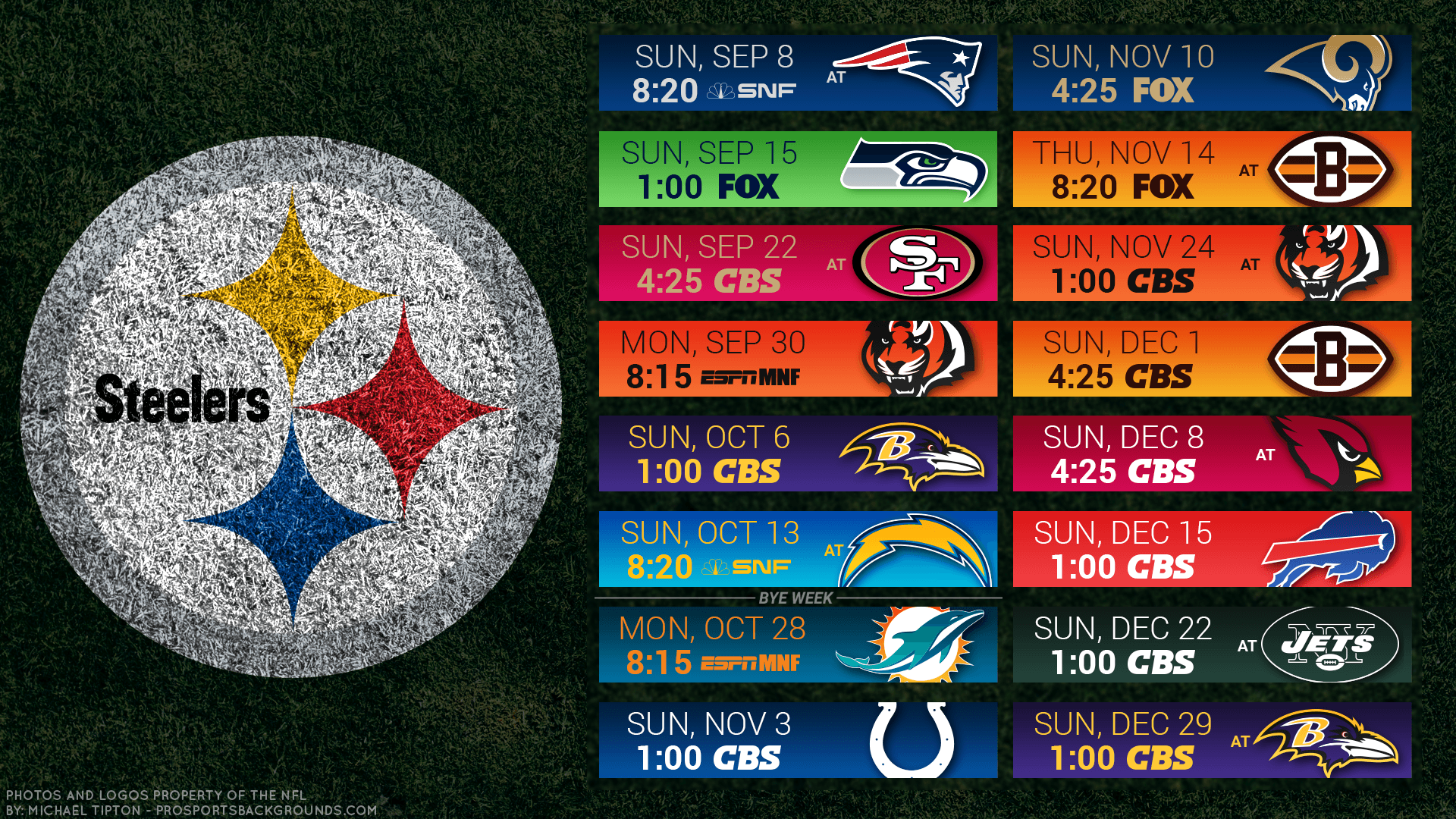 Calendario partite Pittsburgh Steelers, 1920x1080 Full HD 1080p, Desktop