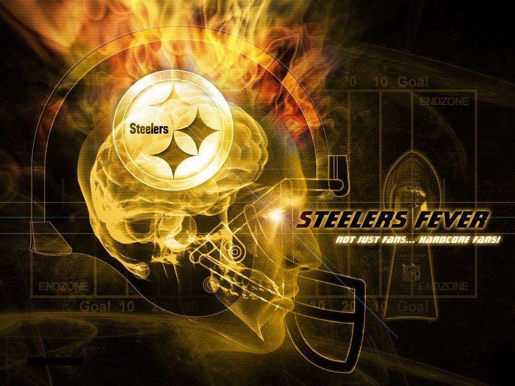 Teschio casco Steelers fiamme dorate, 1024x768 HD, Desktop