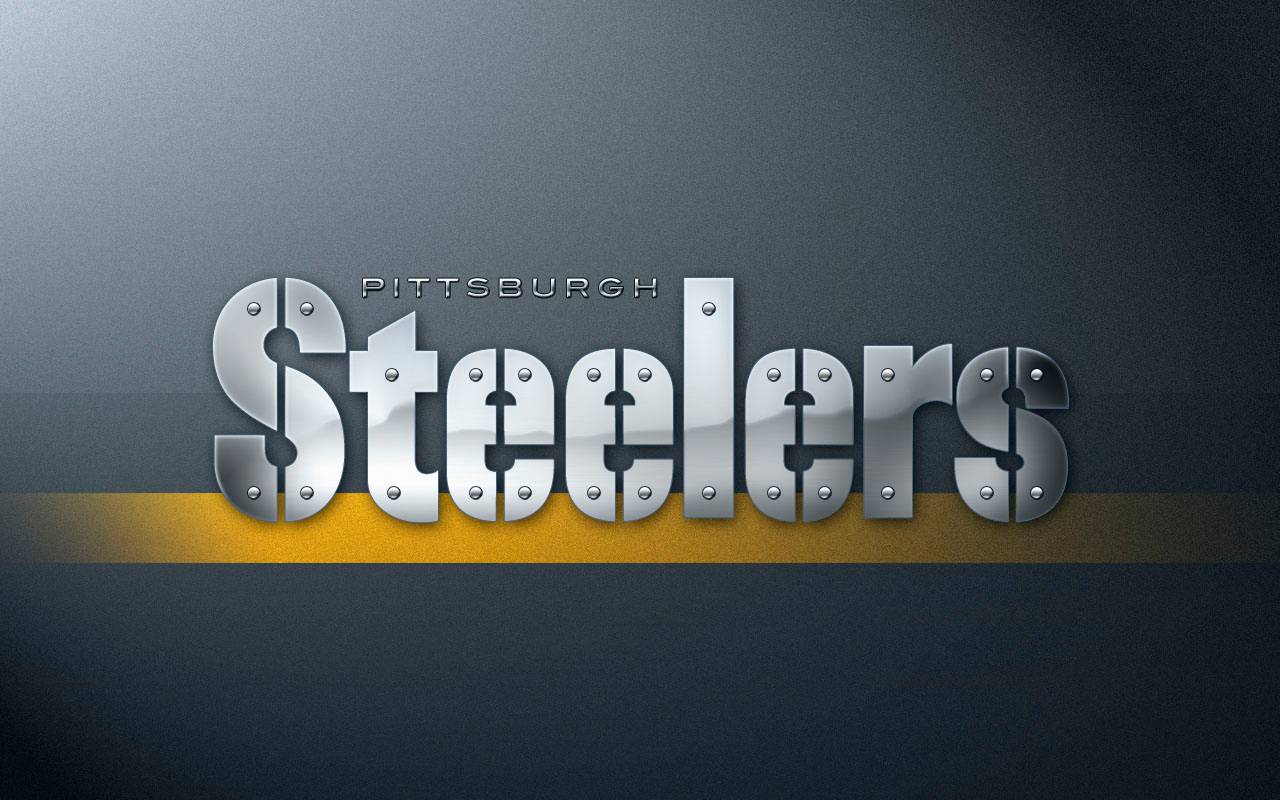 Logo testo Pittsburgh Steelers metallico, football americano, 1280x800 HD, Desktop