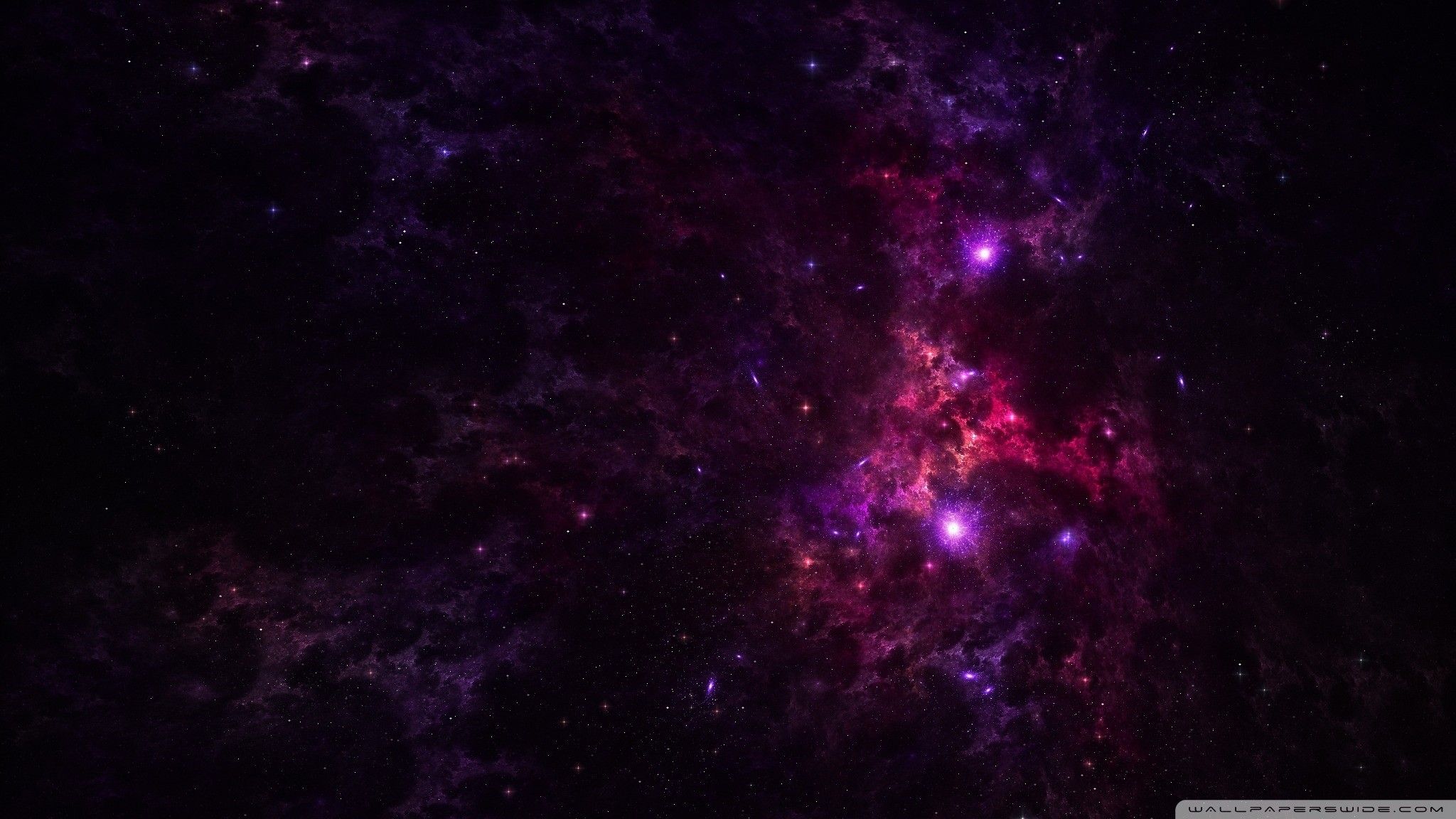 Nebulosa stellare viola nello spazio, 2048x1152 2K, PC