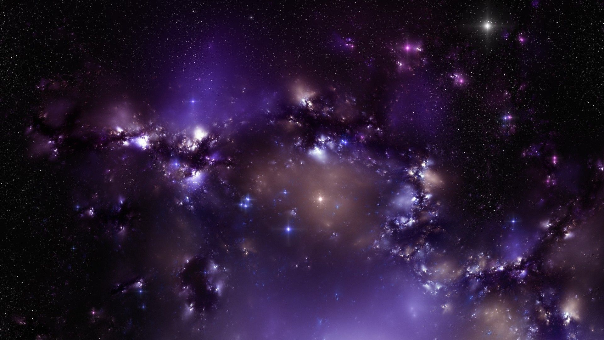 Nebulosa viola con stelle, 1920x1080 1080p, Desktop