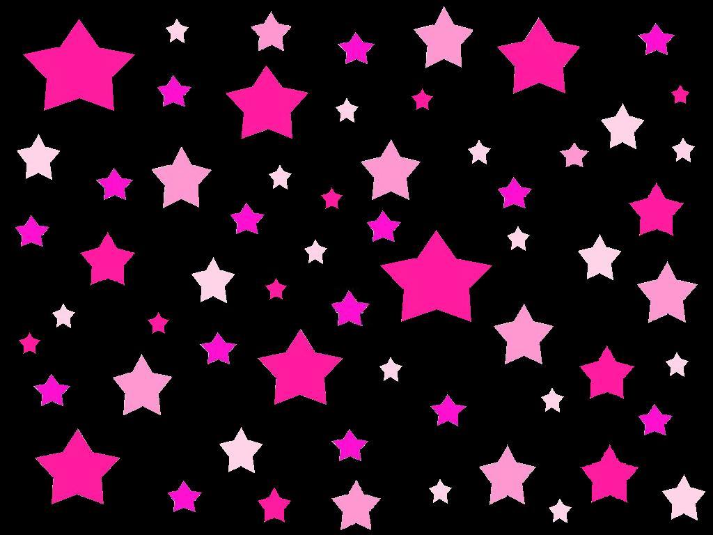 Stelle rosa cartoon su nero, 1024x768 HD, Desktop