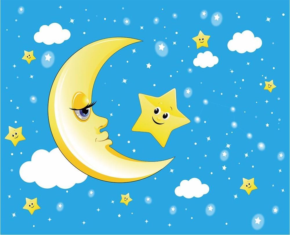 Luna e stella cartoon sorridenti, 1000x811 HD, PC