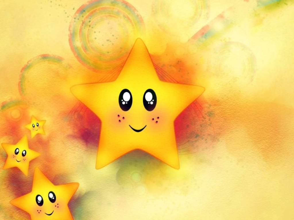 Stelle cartoon sorridenti gialle, 1024x768 HD, Laptop