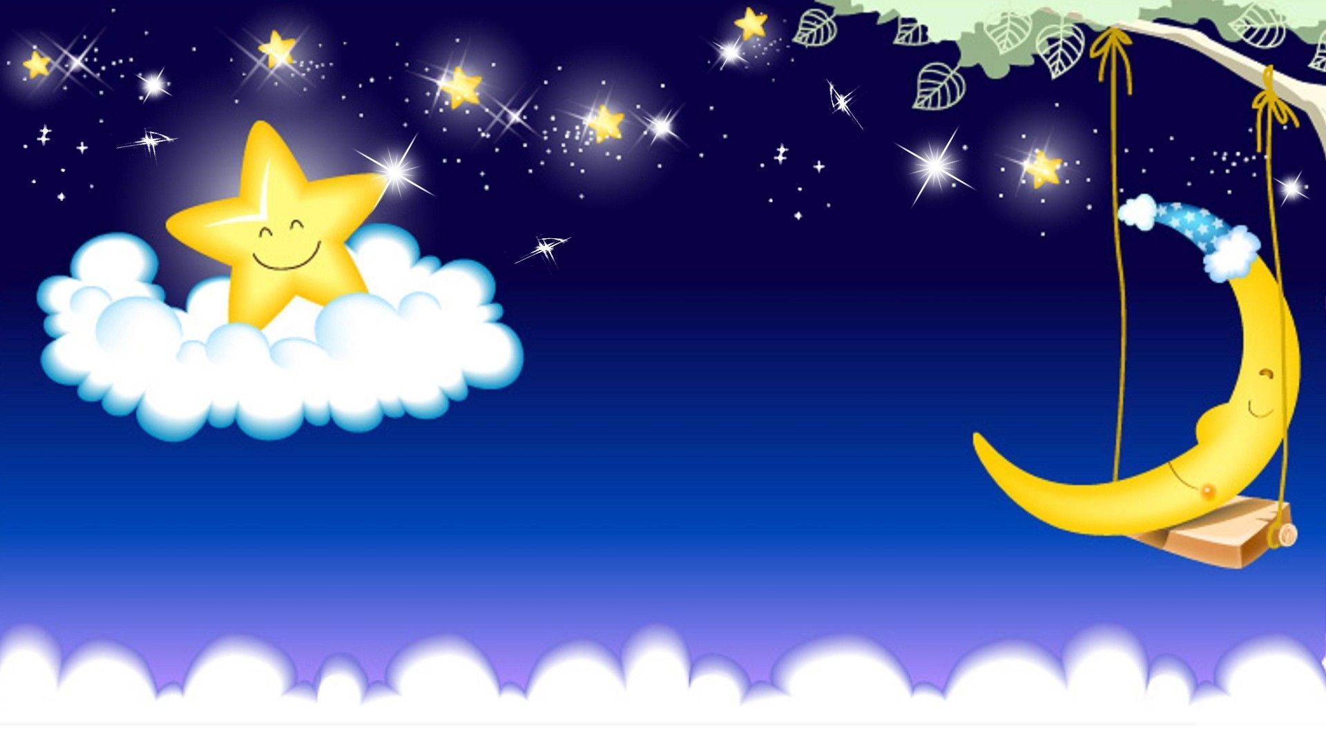 Stella e luna cartoon notte, 1920x1080 Full HD 1080p, Desktop