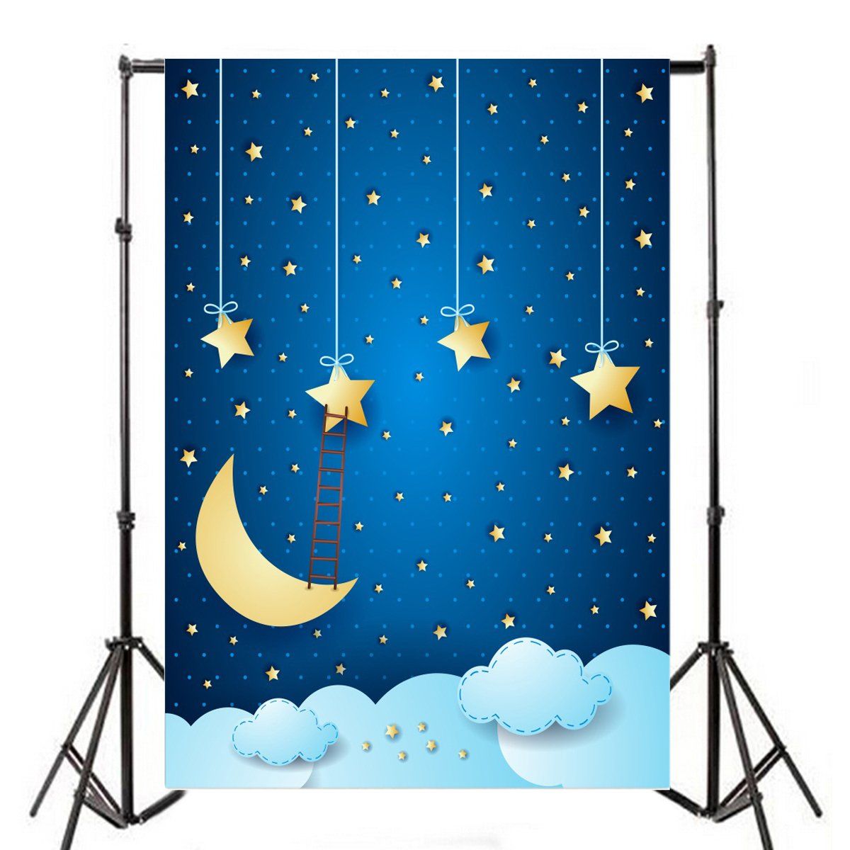 Luna, stelle e nuvole cartoon, 1200x1200 HD, PC