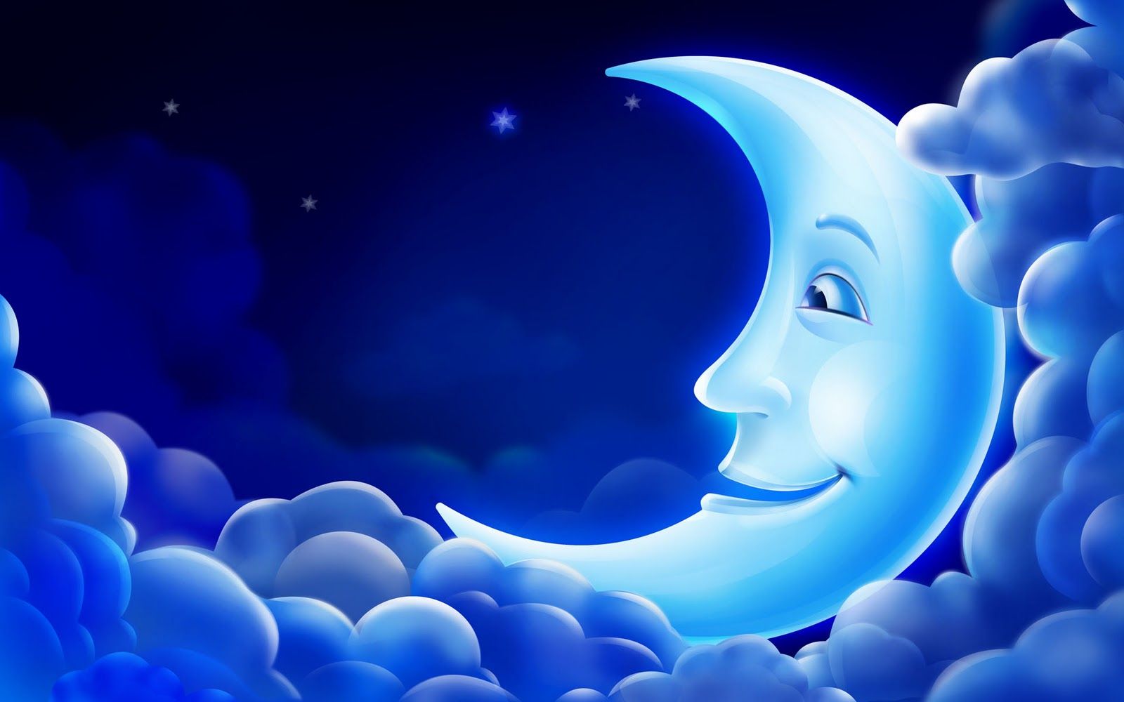 Luna cartoon sorridente tra nuvole, 1600x1000 HD Ready, Acer Nitro