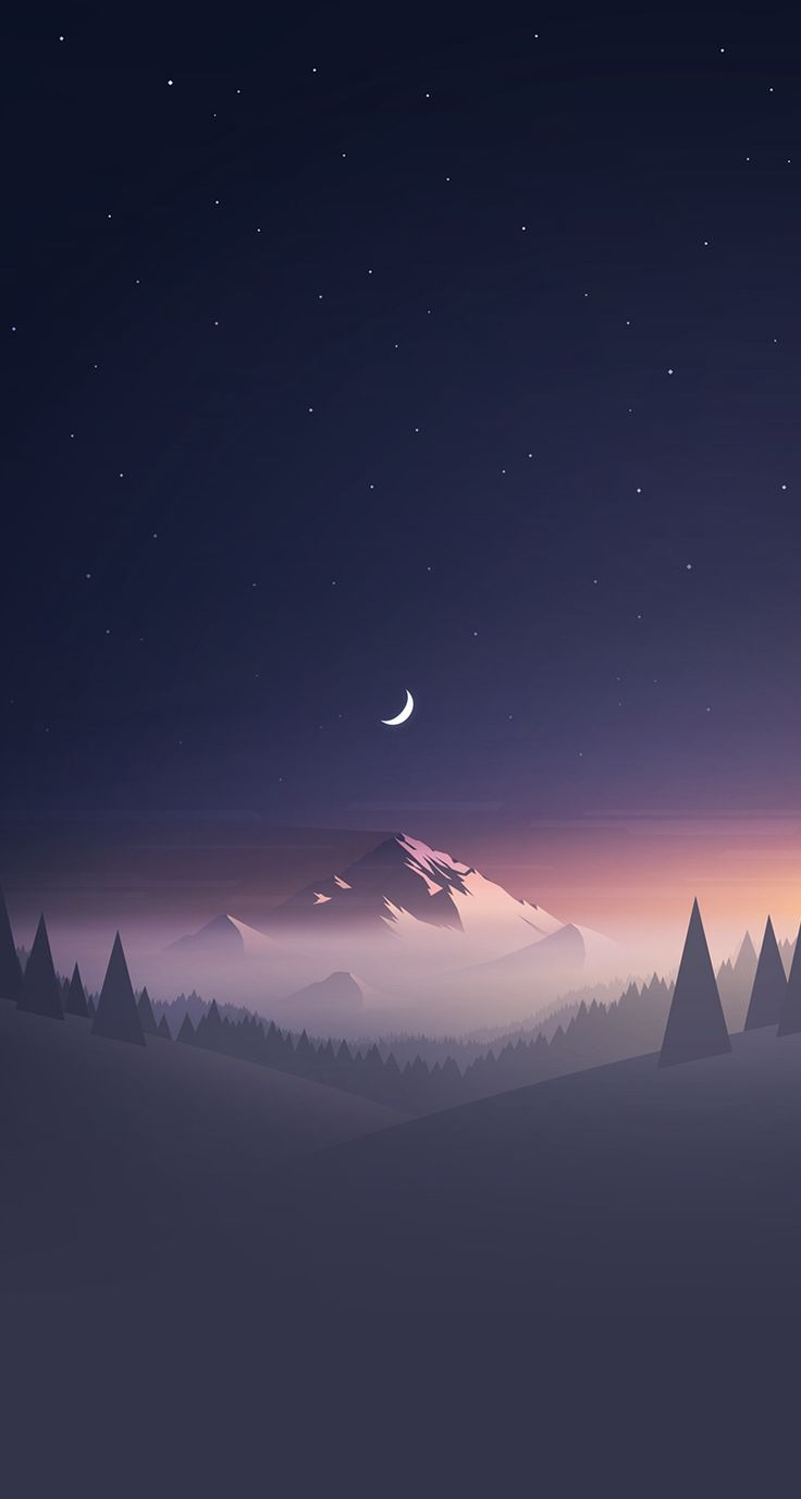 Montagna, stelle e luna crescente, 736x1377 Full HD Verticale, iPhone Pro Max