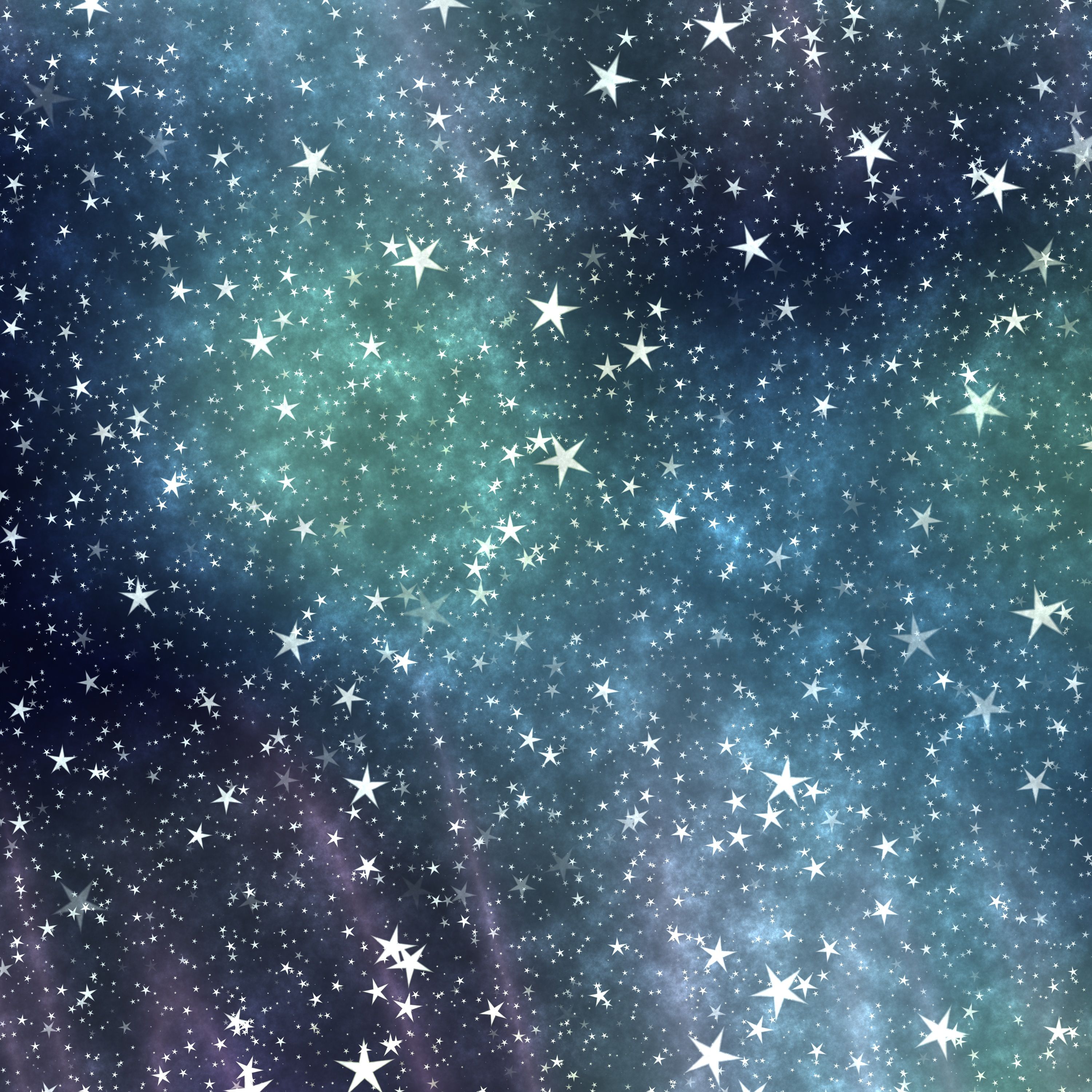 Stelle su cielo notturno blu-verde, 3000x3000 2K+, PC