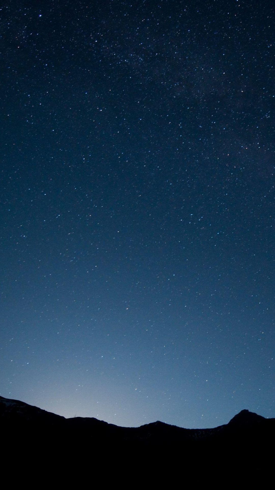 Cielo stellato notturno, silhouette montagne, 1080x1920 Verticale, iPhone Plus