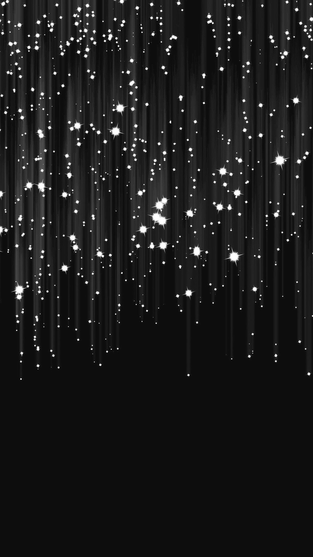 Stelle cadenti scintillanti nero, 1242x2208 Verticale, iPhone Pro Max