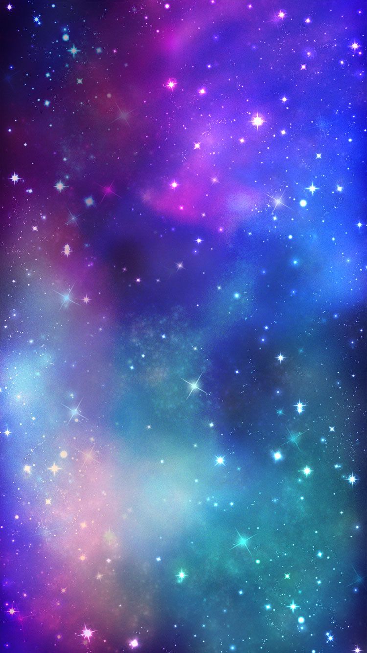 Cielo stellato notturno colorato, 750x1334 Verticale, iPhone Pro Max