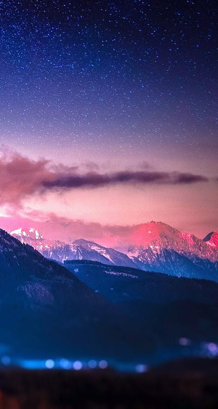 Montagne innevate cielo stellato, 744x1392 Full HD Verticale, iPhone Air
