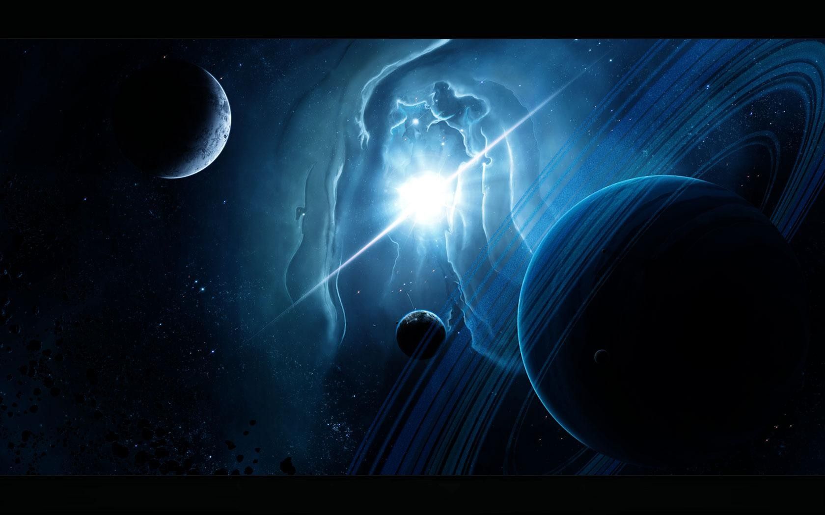 Pianeti e stella luminosa spazio, 1680x1050 900p, PC Desktop