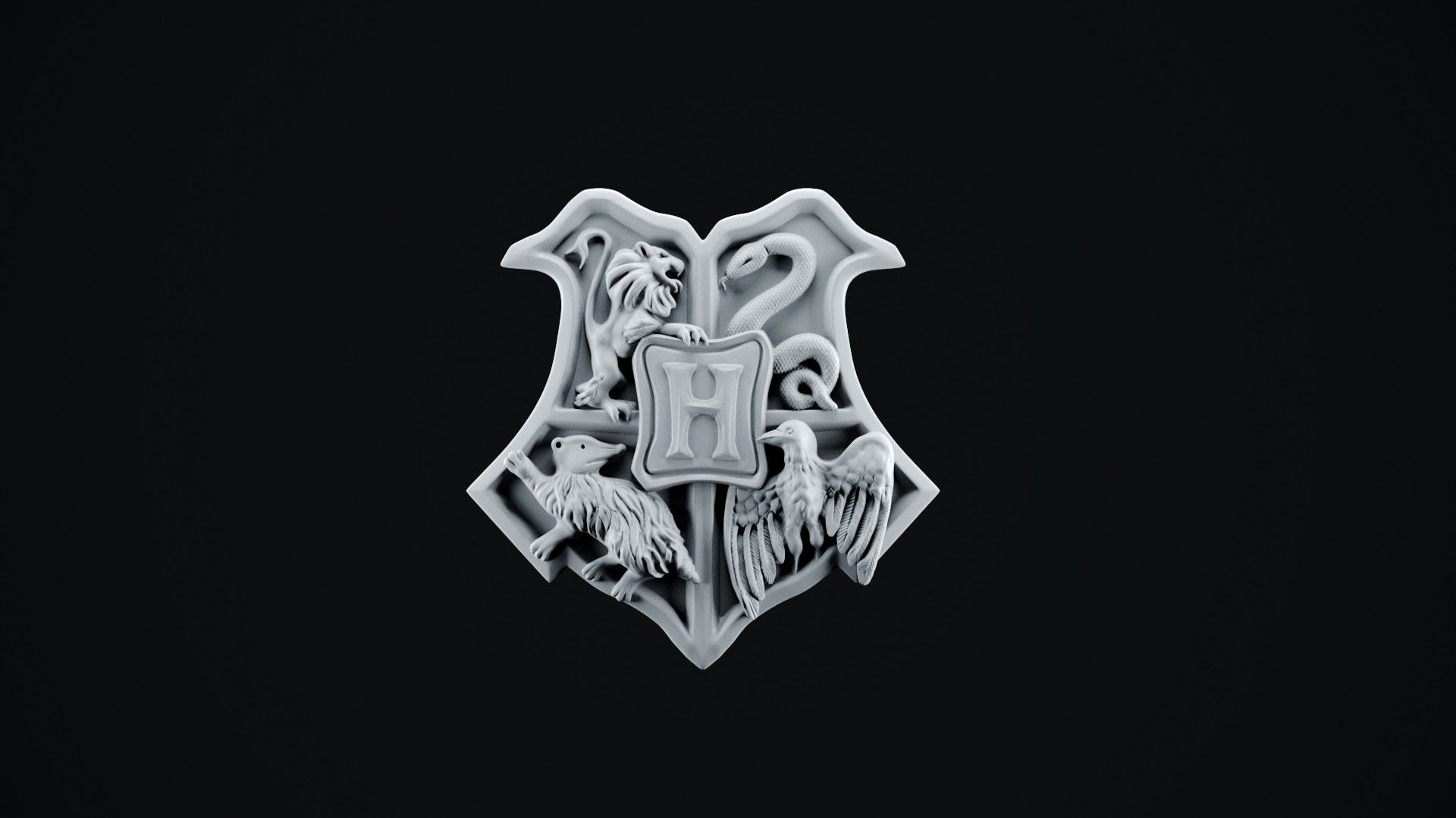Stemma Hogwarts argento sfondo nero, 1920x1080 Full HD 1080p, Desktop
