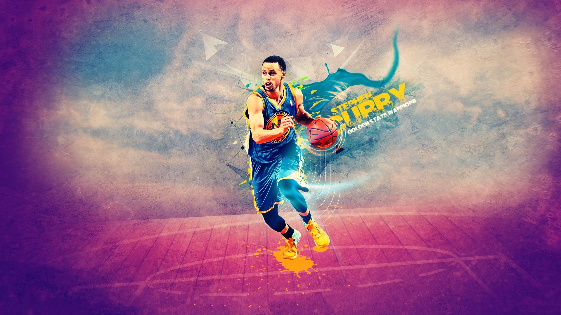 Stephen Curry basket illustrazione, 1920x1080 Full HD, PC Desktop