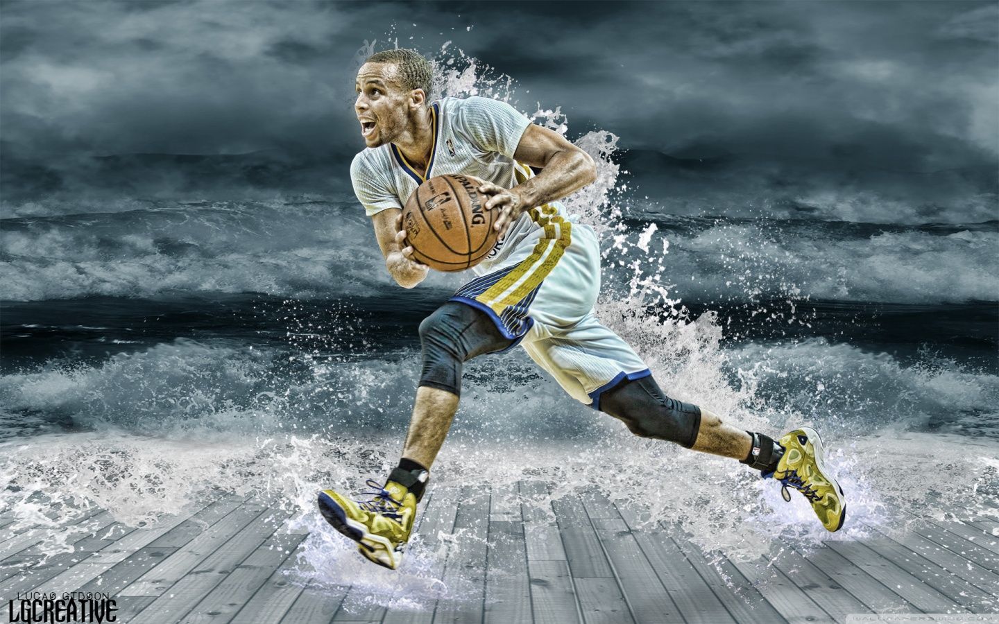 Stephen Curry basket acqua splash, 1440x900 HD, PC Desktop