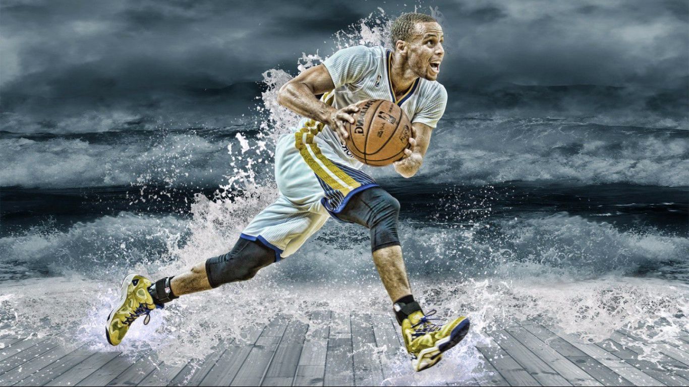 Stephen Curry basket acqua, 1366x768 720p, PC
