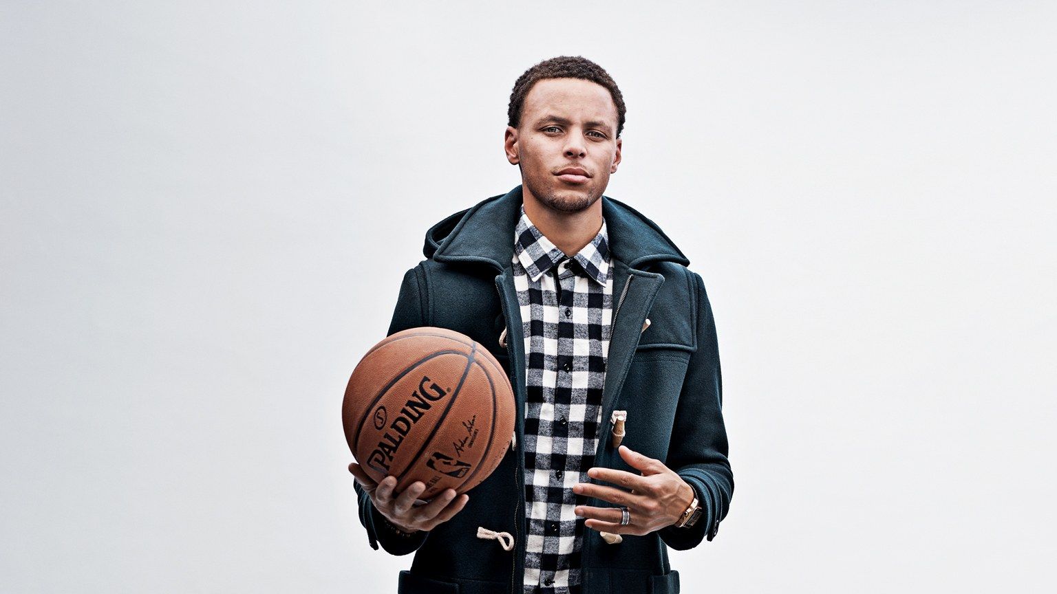 Stephen Curry con pallone basket, 1536x864 HD, Desktop
