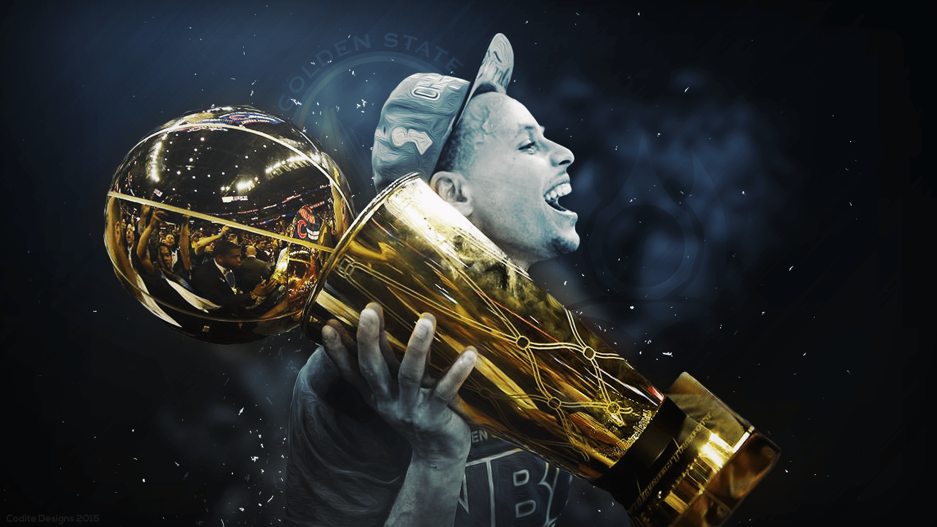 Stephen Curry con trofeo NBA, basket americano, 1920x1080 Full HD, PC