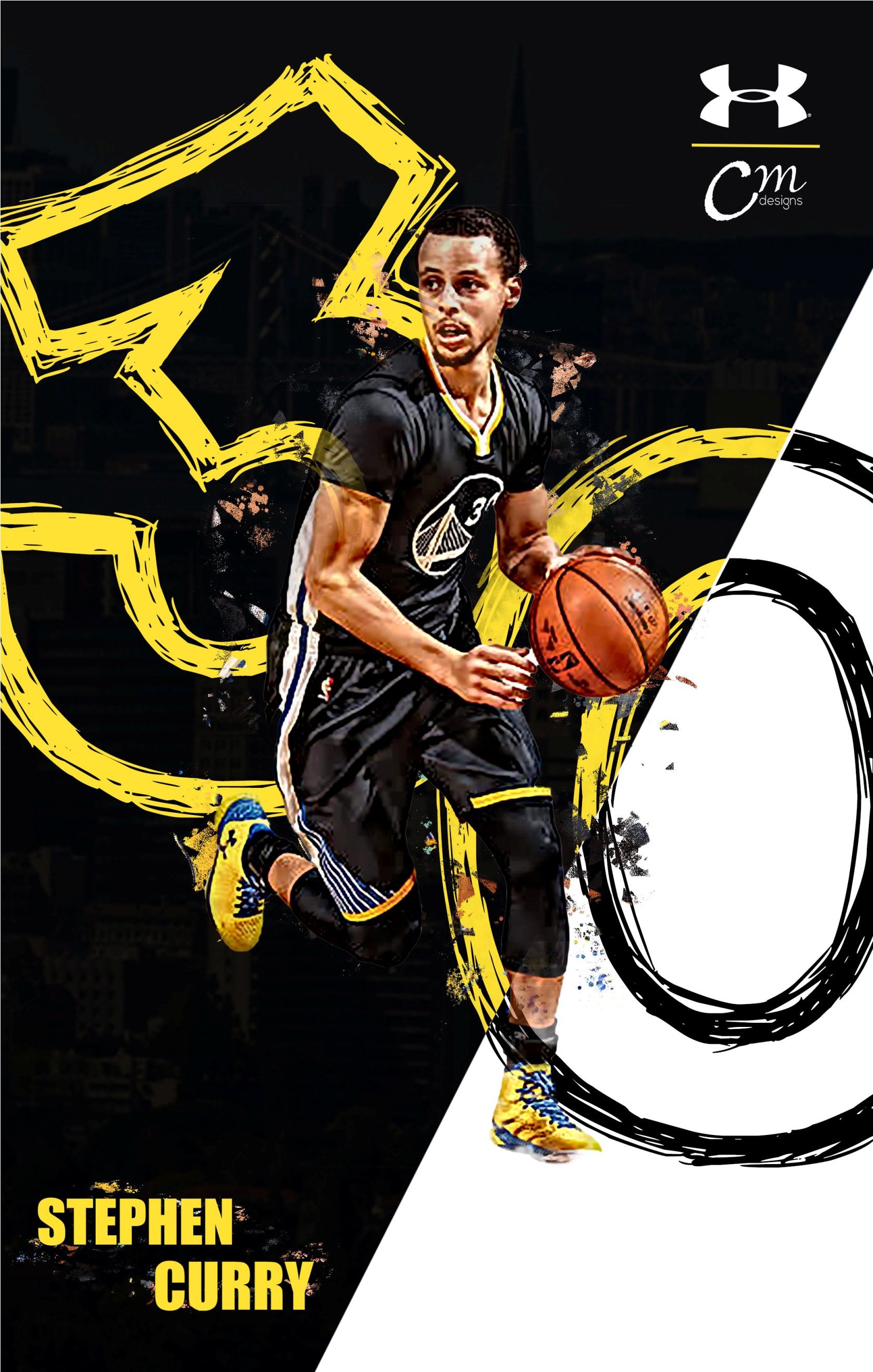 Stephen Curry basket giallo, 1680x2640 Full HD Verticale, Smartphone