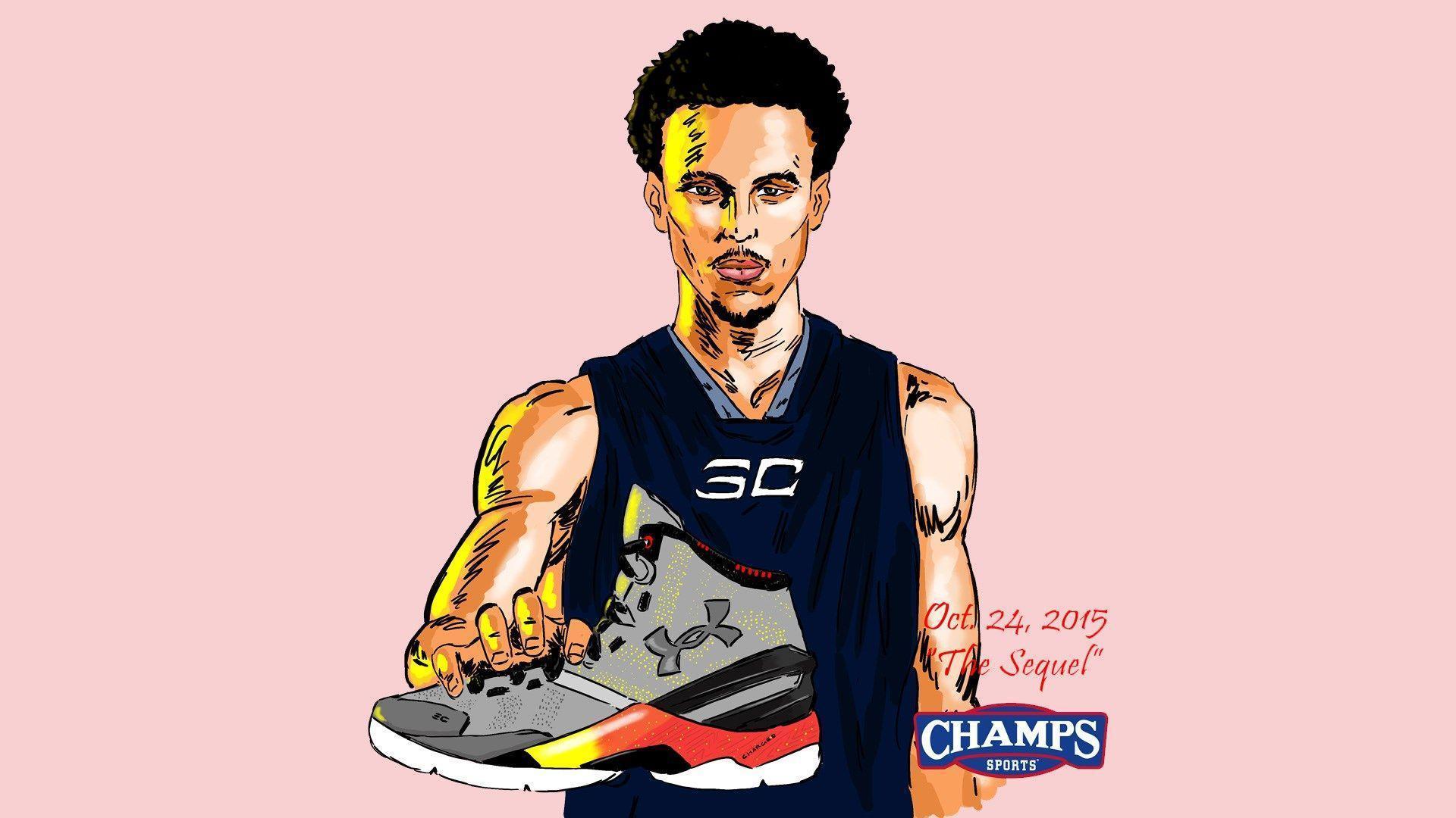 Stephen Curry cartoon con scarpa, 1920x1080 Full HD 1080p, Desktop