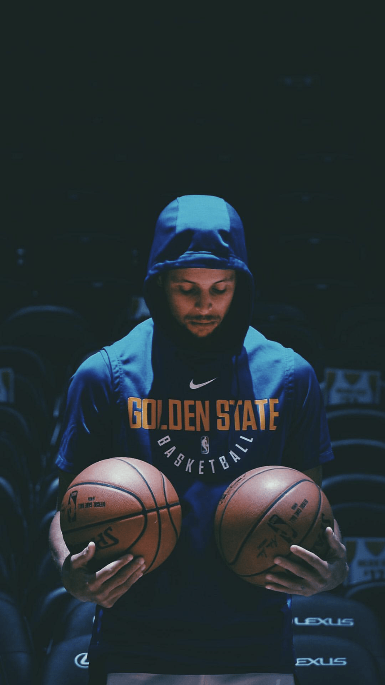 Giocatore Golden State con palloni, 1242x2208 Verticale, Telefono