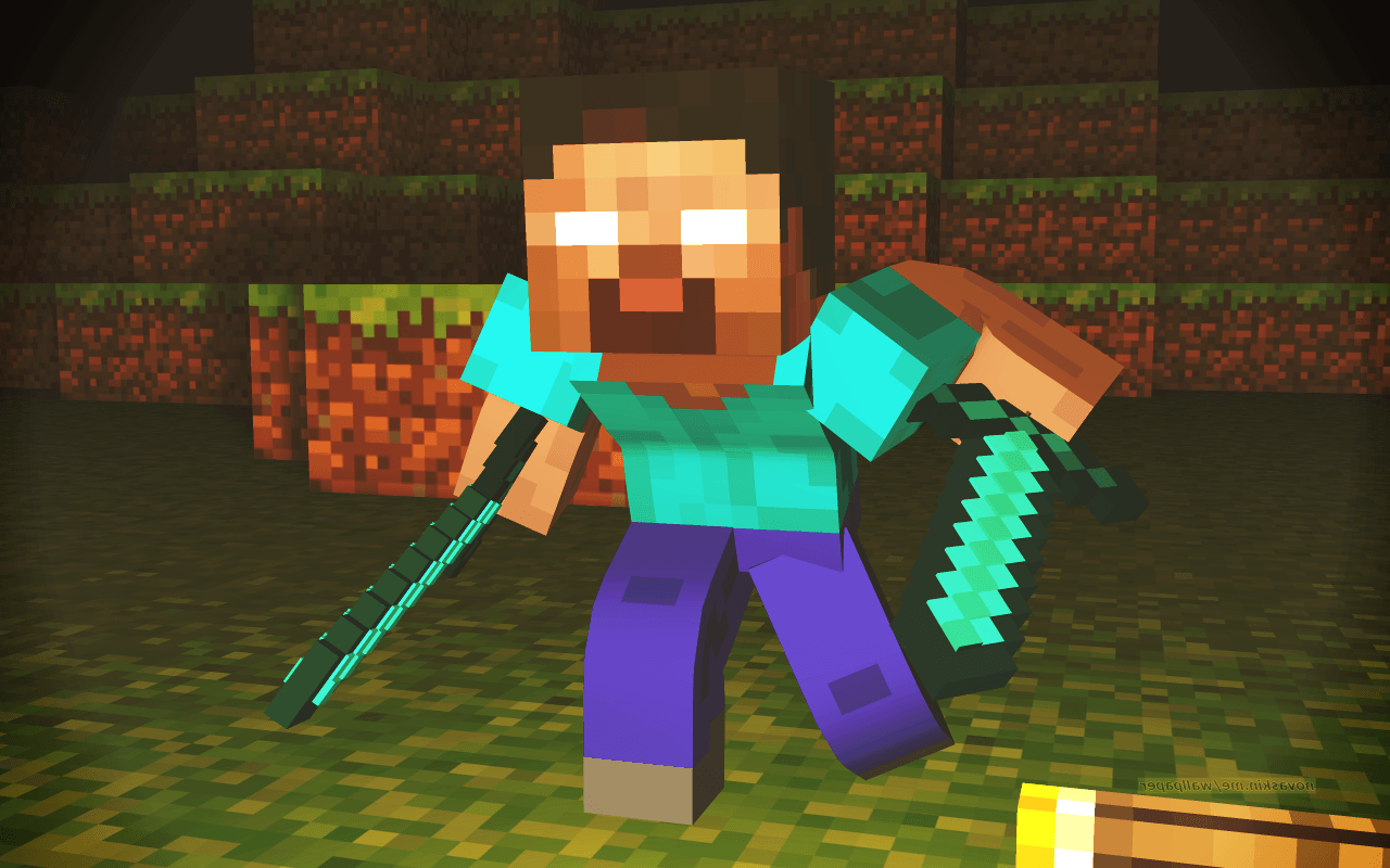 Steve vs Herobrine Minecraft, 1600x900 900p, PC Desktop