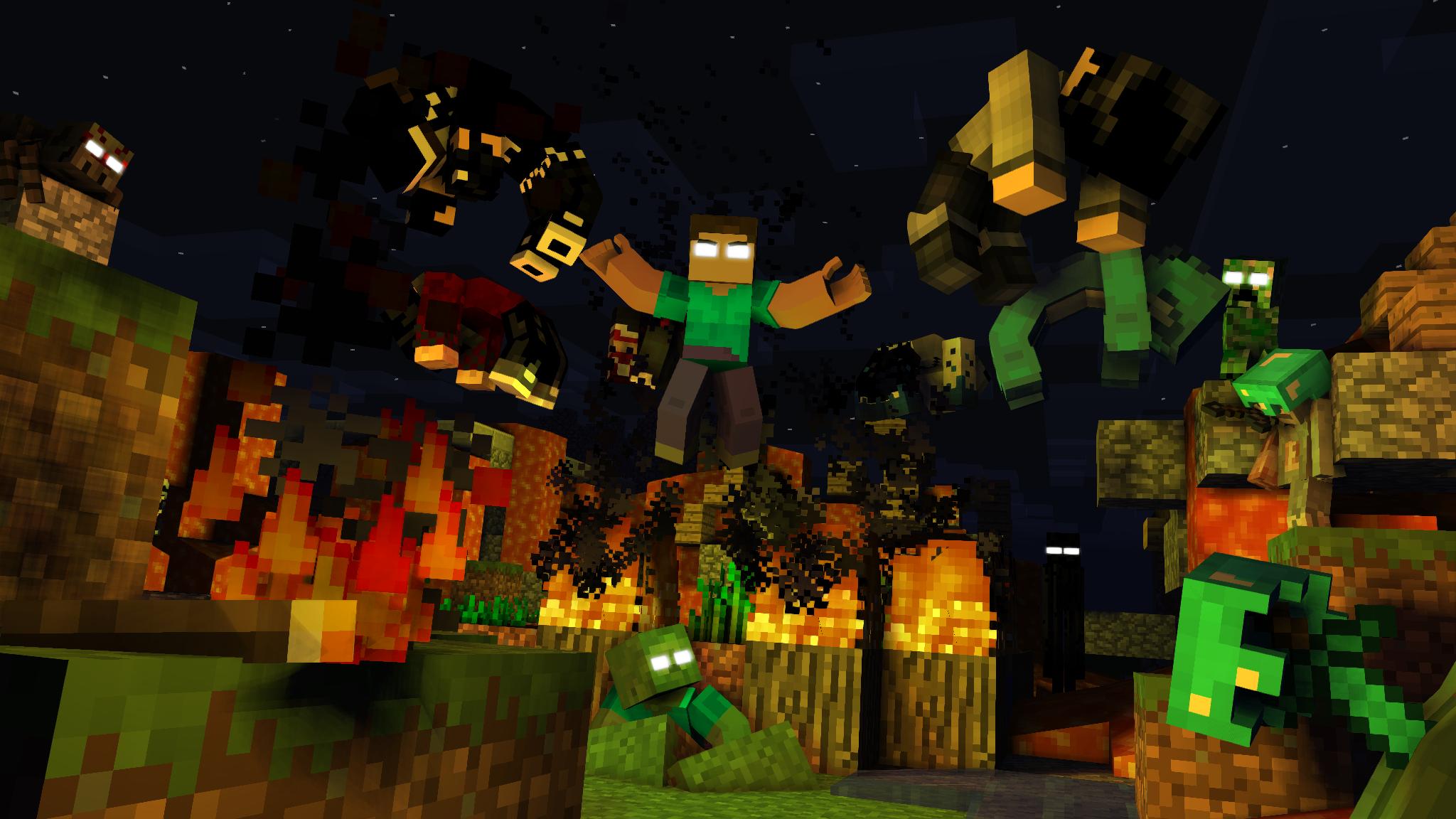 Steve vs Herobrine Minecraft, Mojang, 2048x1152 2K, Laptop