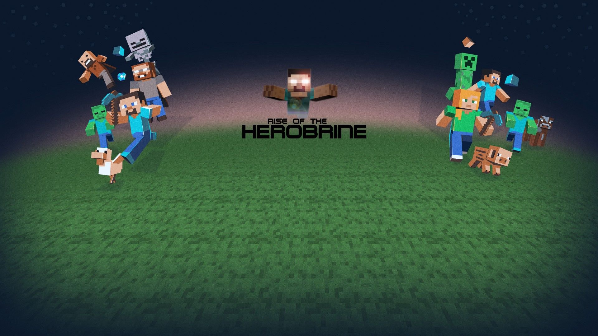 Herobrine Minecraft notturno, 1366x706 720p, iMac