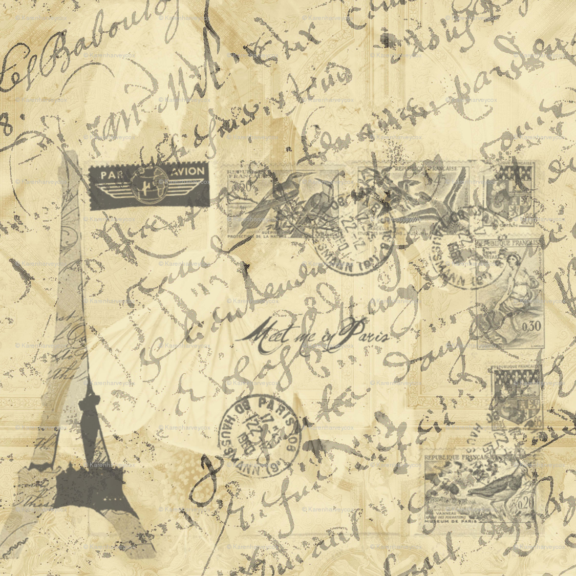 Cartolina vintage Torre Eiffel Parigi, monumento, 1125x1125 HD, Desktop