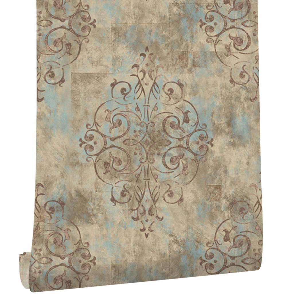 Damasco vintage francese beige turchese, 1001x1045 Verticale, Telefono