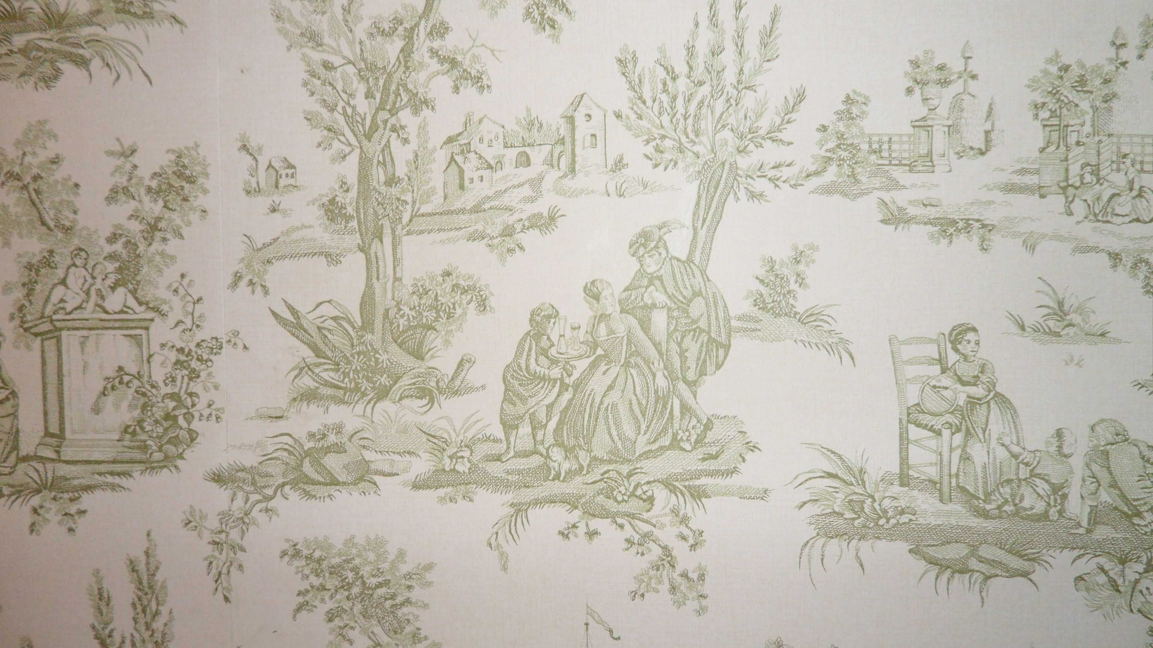 Toile de Jouy verde scene pastorali, 3840x2160 Ultra HD, 4K TV