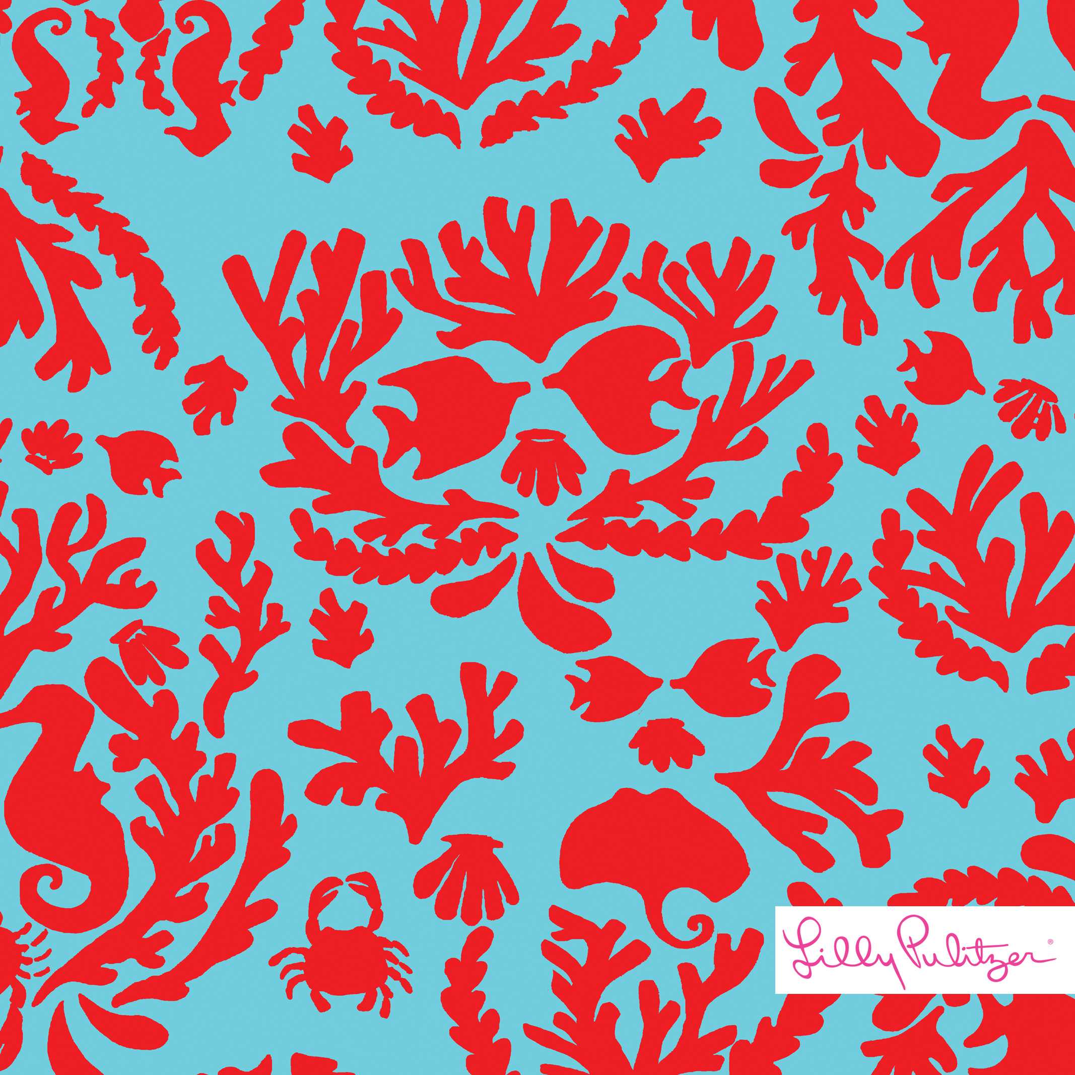 Lilly Pulitzer motivo marino rosso, 2134x2134 2K, Monitor Gaming