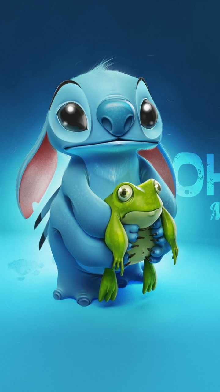 Stitch con ranocchia verde, 720x1280 Verticale, Android
