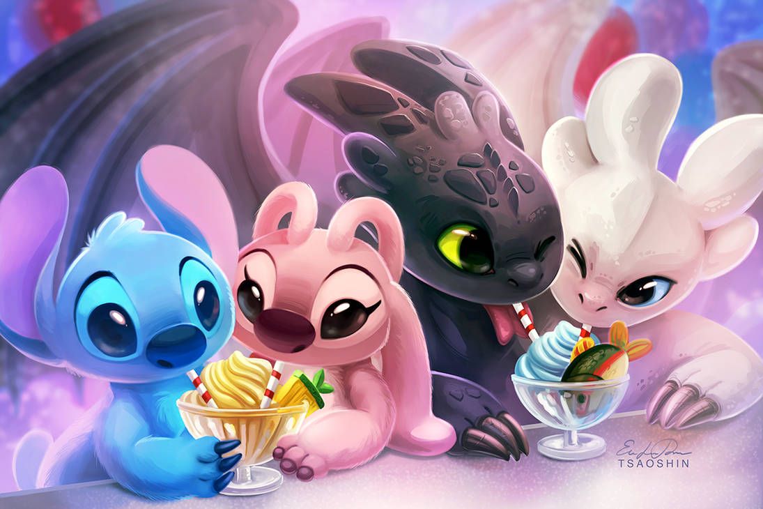 Stitch, Angel, Sdentato e Furia Bianca, 1095x730 HD, Laptop