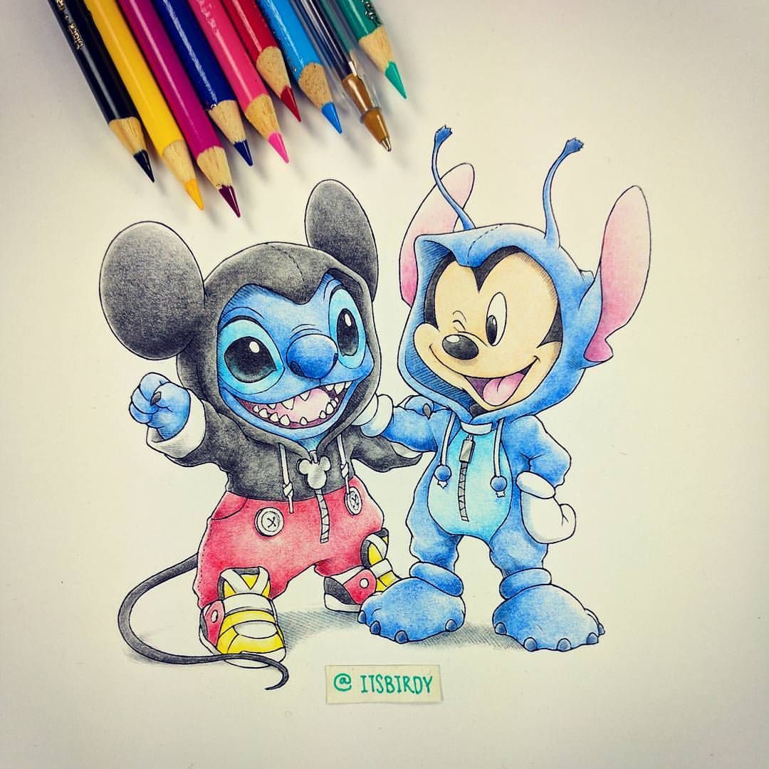 Stitch e Topolino disegno costumi scambiati, Mickey Mouse, 1080x1080 HD, PC