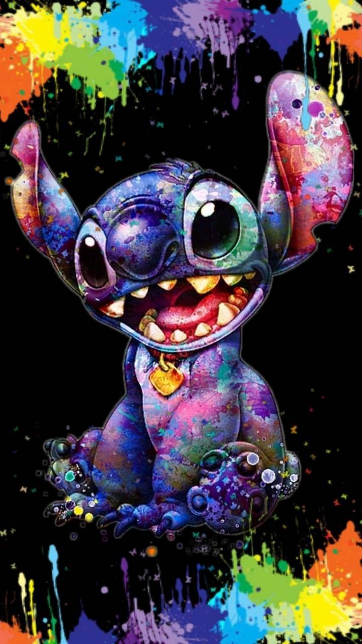 Stitch colorato con schizzi vernice, 720x1280 Verticale, Telefono