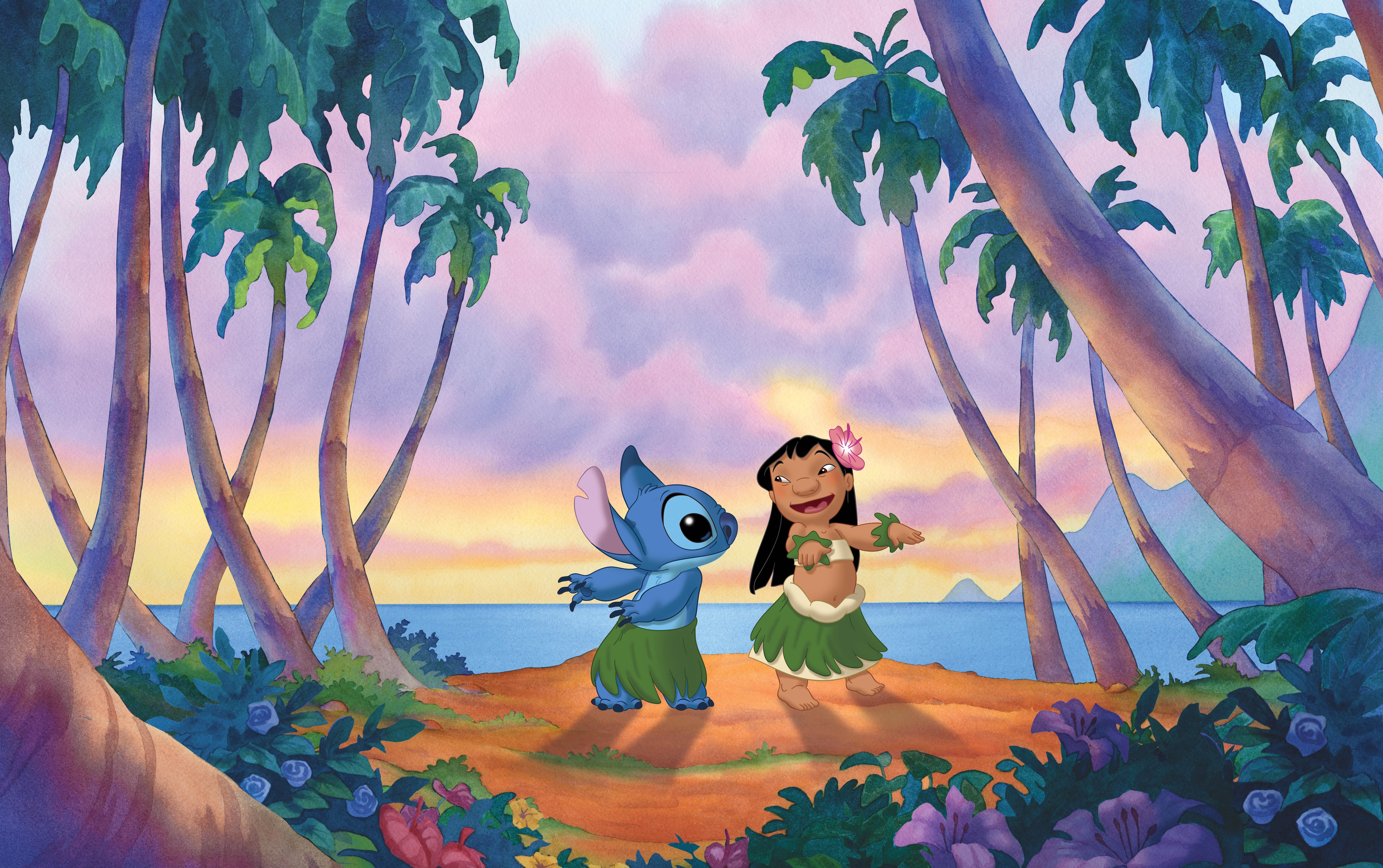 Lilo e Stitch ballano spiaggia, 8412x5280 4K, Desktop 4K